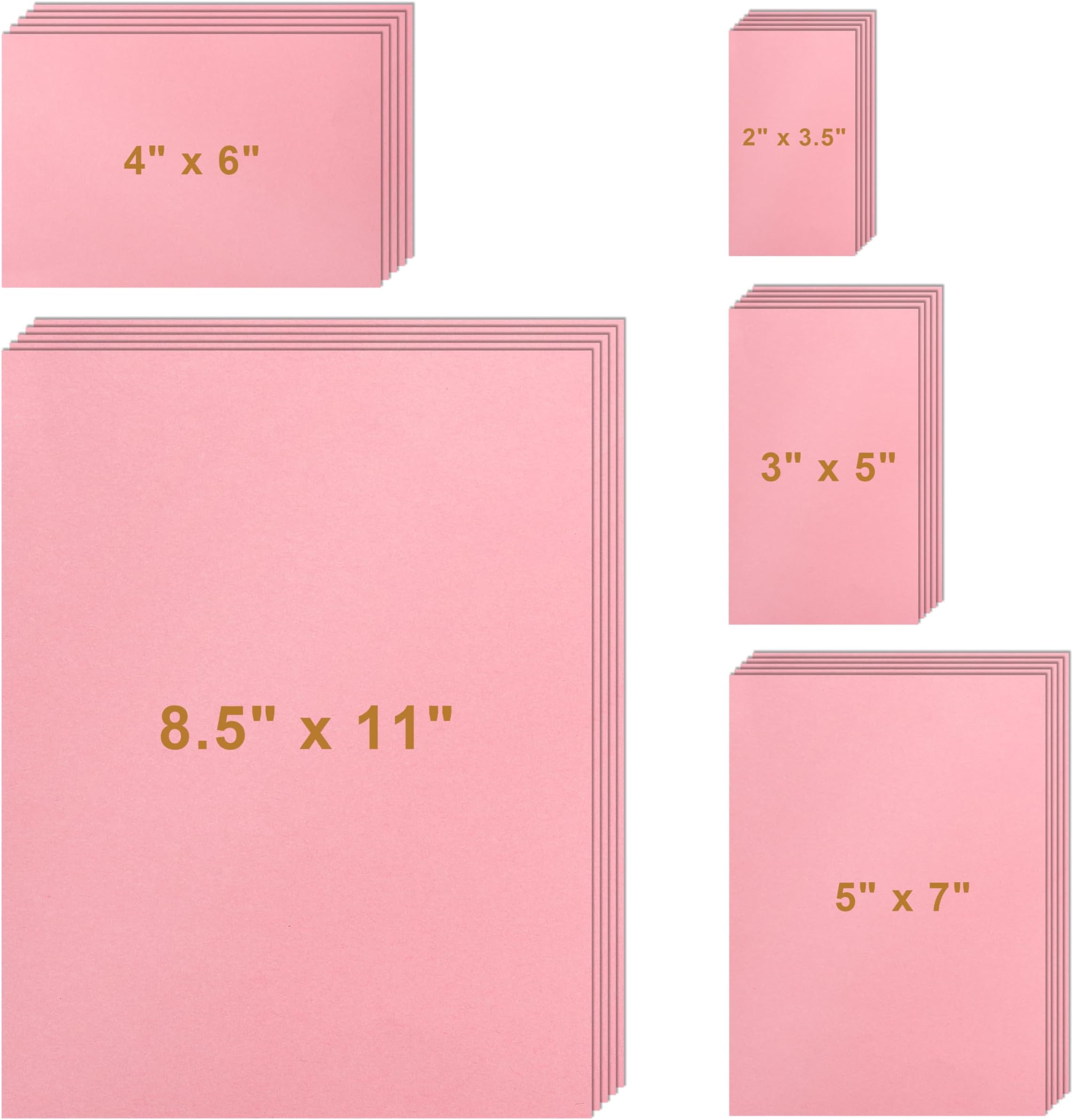 500 Sheets Candy Pink Cardstock 5 Assorted Size Crafts Paper, 200gsm/75lb Heavyweight Light Pink Card Stock for DIY Cards, Business Cards, Wedding Invitations, Art Paper, Anniversary