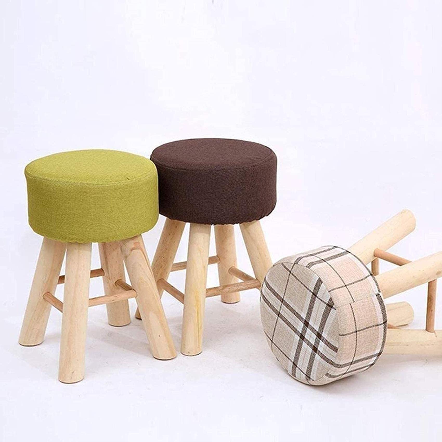 Pisos tapizado Taburete Redondo de pie redondeo Simple Silla de Asiento de tapicería Grande Altura de Madera de Madera sólida taburetes de pie de pie para el hogar creador de Almacenamiento
