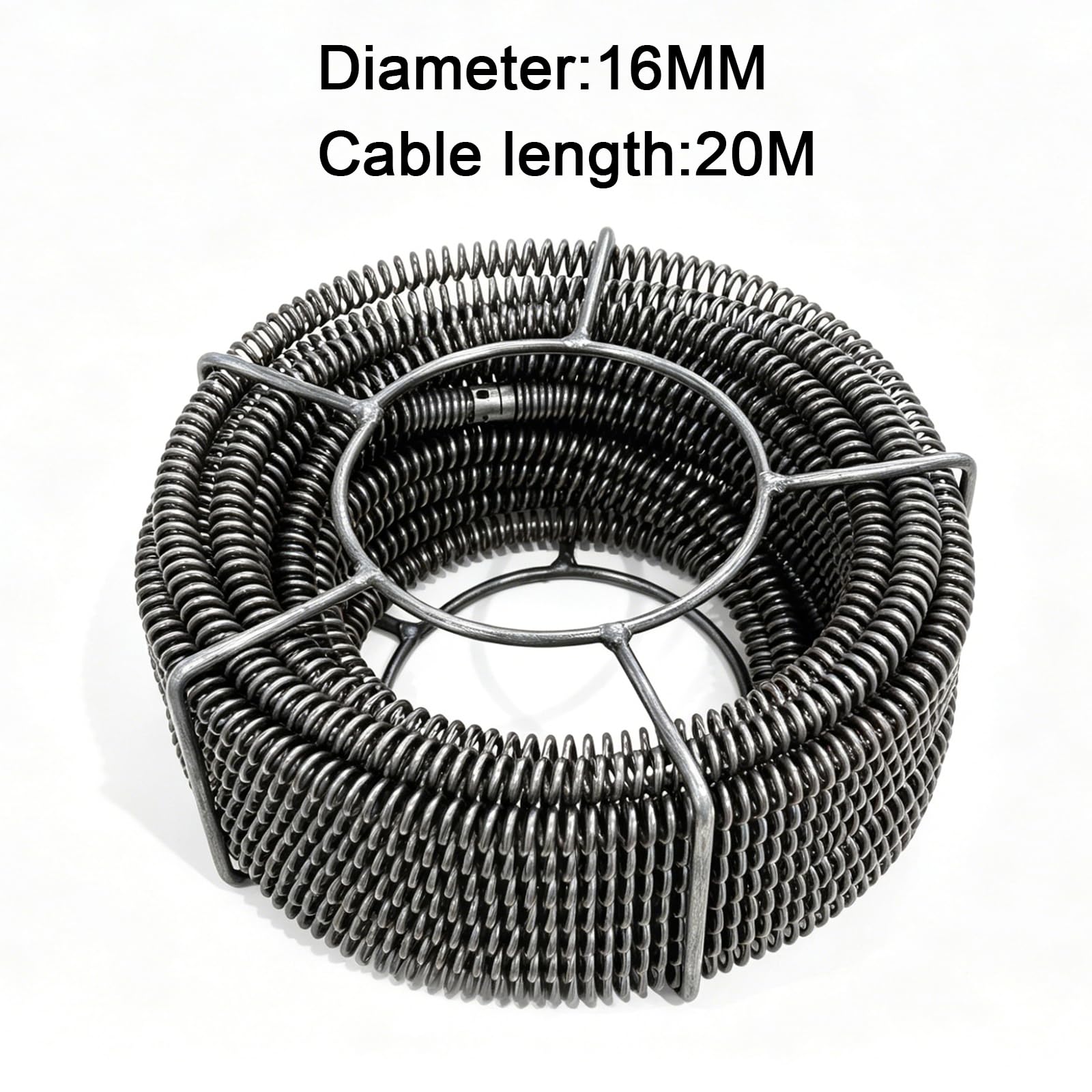 Máquina limpiadora de tuberías con espiral de resorte de 16 mm x 20 m. Aparato limpiador de tuberías con espiral