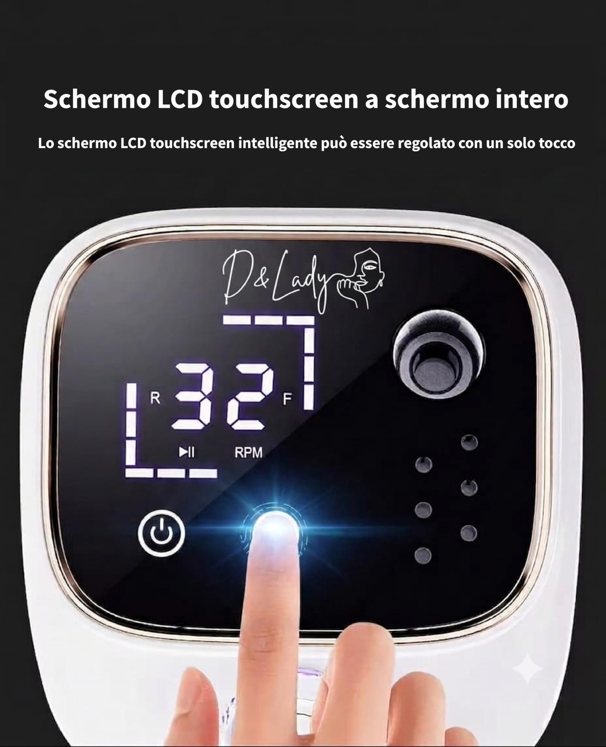Fresa per Unghie Professionale 45000 RPM Regolabili – Kit E-File con Display Touch Digitale, Motore Silenzioso, Manico Ergonomico Premium, Portatile con Memoria e Controllo Intelligente