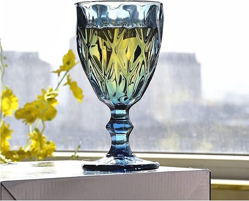 Miniatura 6 de Juego de 8 copas de cristal vintage, vasos de agua en relieve de 8 onzas, vasos únicos para bodas y celebraciones (juego de 8)