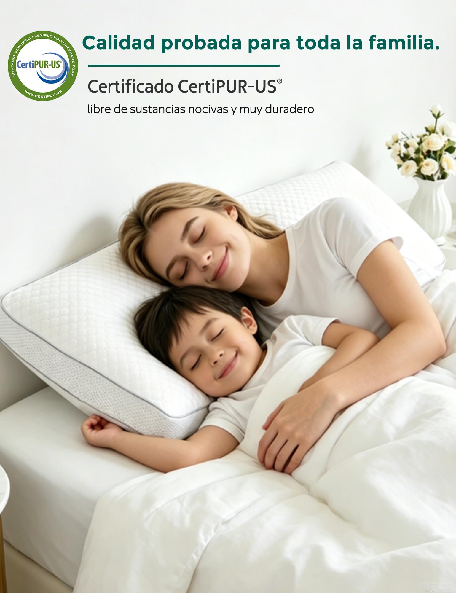 APSMILE Almohada Viscoelástica 50x75 cm - Espuma Memory Foam Triturada Ajustable y Adaptable para Cuello - Funda Fría y Transpirable - Ergonómica y Termorreguladora - Hipoalergénica Lavable