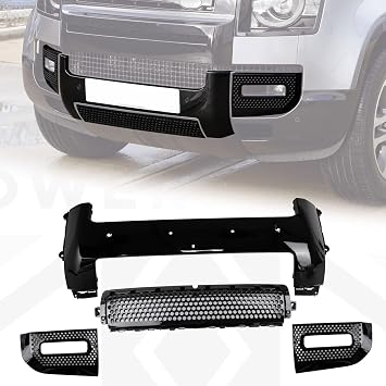 Lower Front Bumper Trim Gloss جميع المقاسات السوداء لـ Land Rover Defender 2020-2024 Grille Mesh