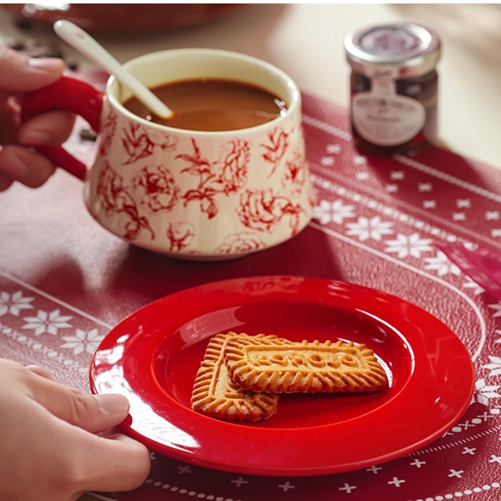 Ceramiczne kubki do kawy w stylu vintage, zestaw 6 sztuk, retro kubki z kwiatowym nadrukiem, nadają się do kuchenki mikrofalowej, idealne na poranną kawę i herbatę, prezent dla miłośników kawy
