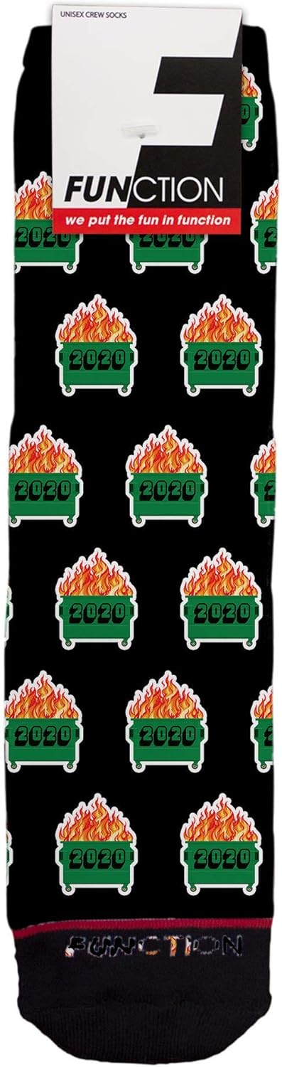 Function - 2020 Dumpster Fire Black Pattern Socks Mens Womens Unisex Tall Crew Pandemic Quarantine Trump Election Murder Hornets - Image 4