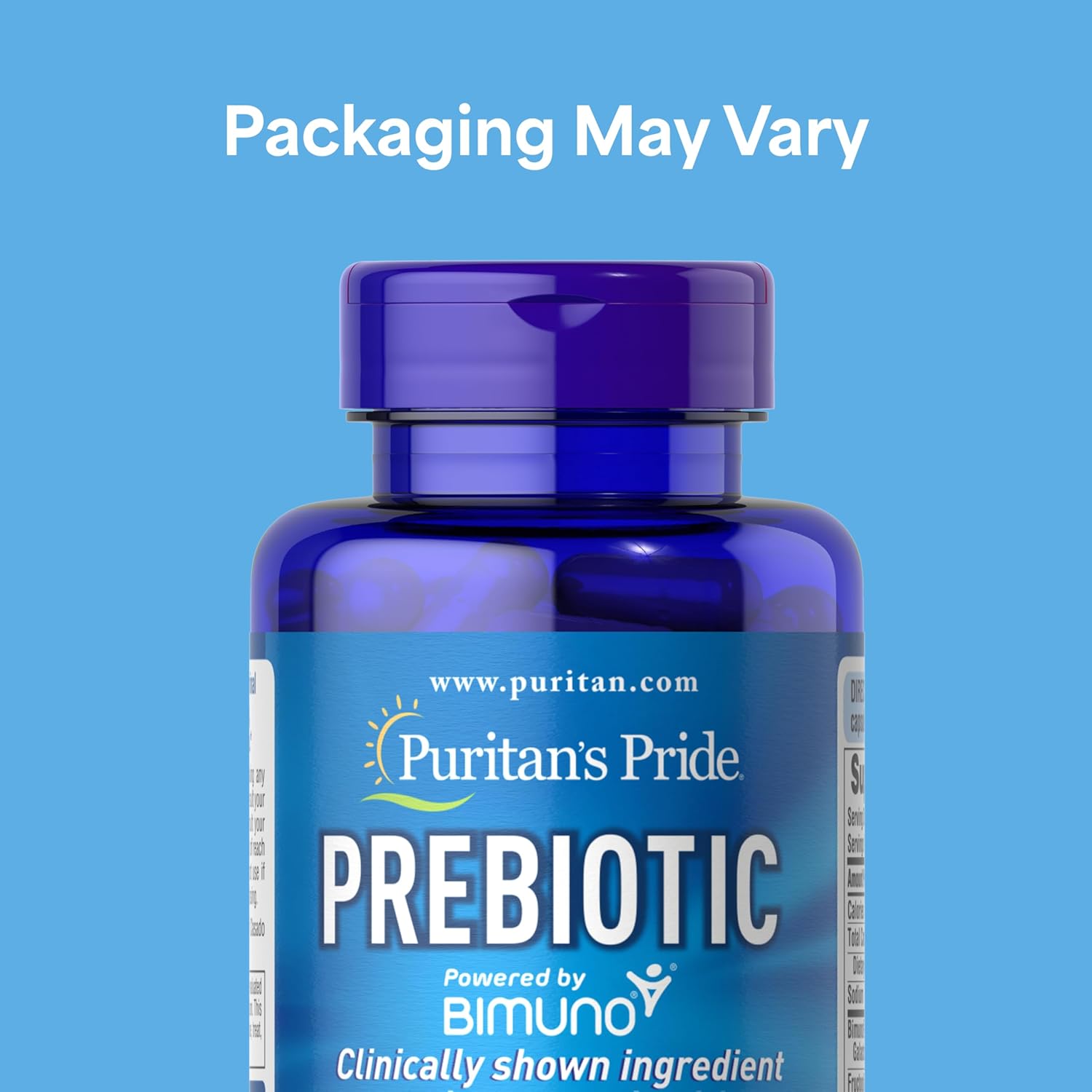 Puritan's Pride Prebiotics for Men and Women Powered by Bimuno, Dietary Supplement for Advanced Gut Health, Helps to Alleviate Bloating, 60 Rapid Release Capsules