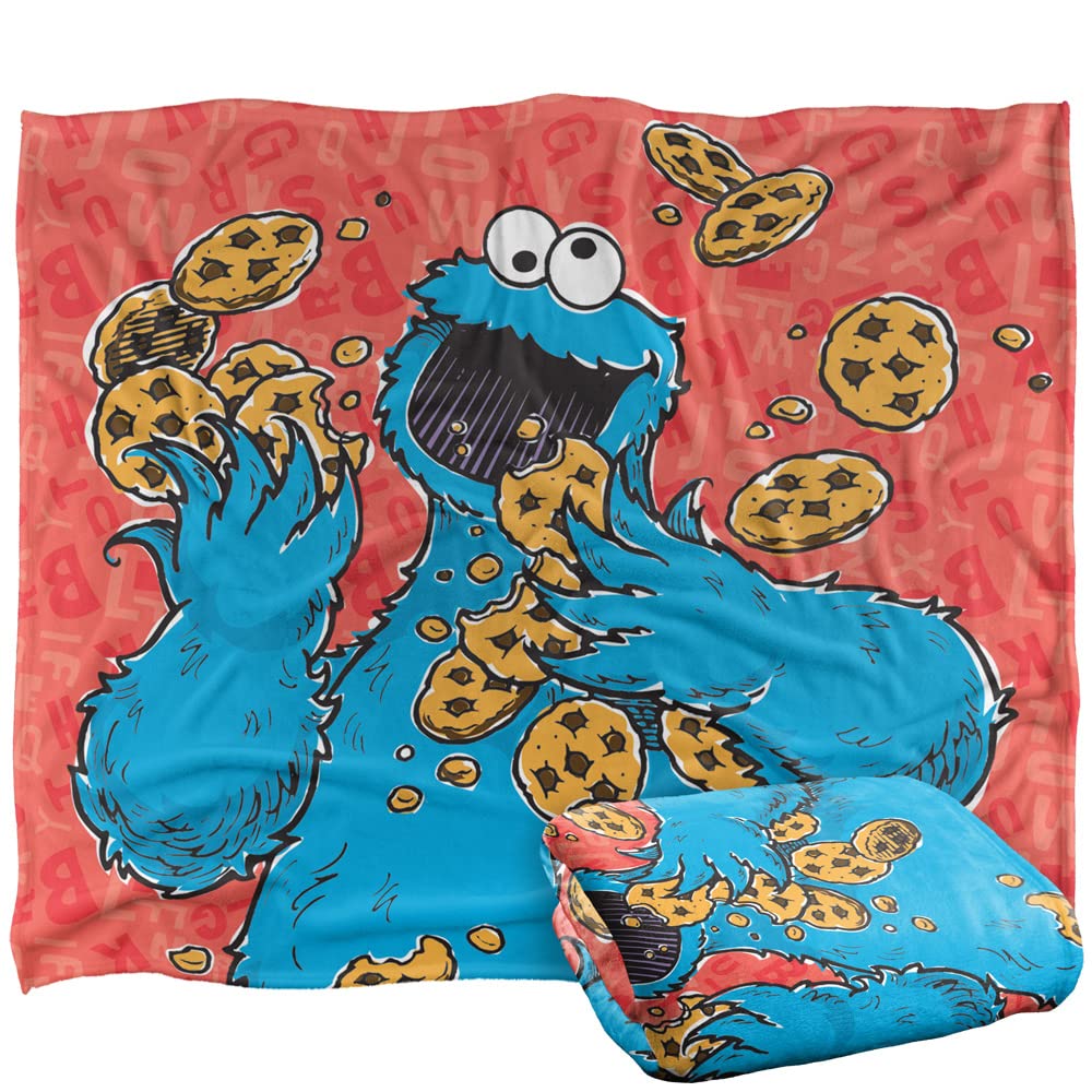 Sesame Street Cookie Monster Character Officially Licensed Silky Touch Super Soft Throw Blanket 152 x 127 cm