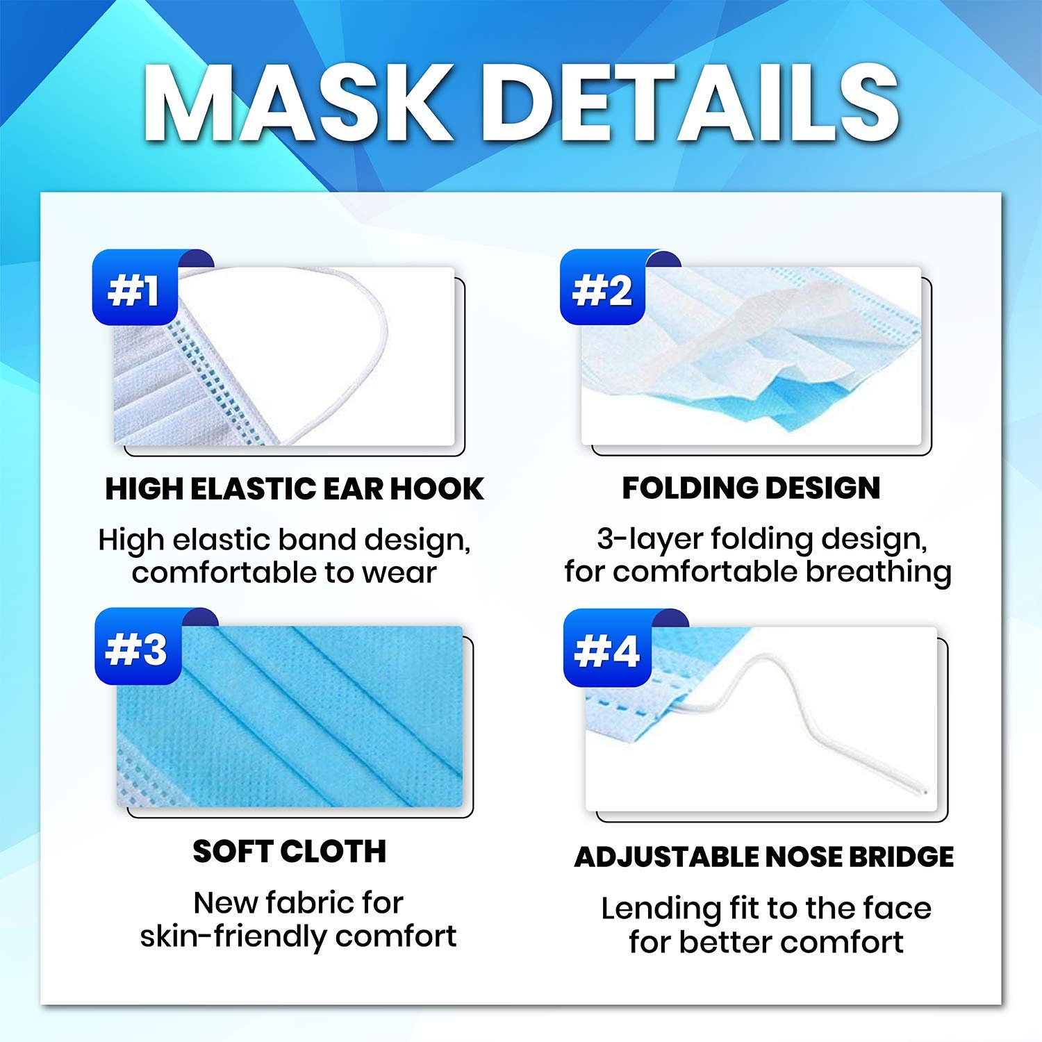 Exсluѕіvе Kid's 3-PLY Disposable Face Mask, Perfect Fit for Small Face, Soft Skin Layer - 50 Pack