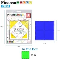 Vista 7 de PicassoTiles Bloque de construcción magnético de 4 piezas de azulejos magnéticos de forma cuadrada grande juguete de construcción STEM kit