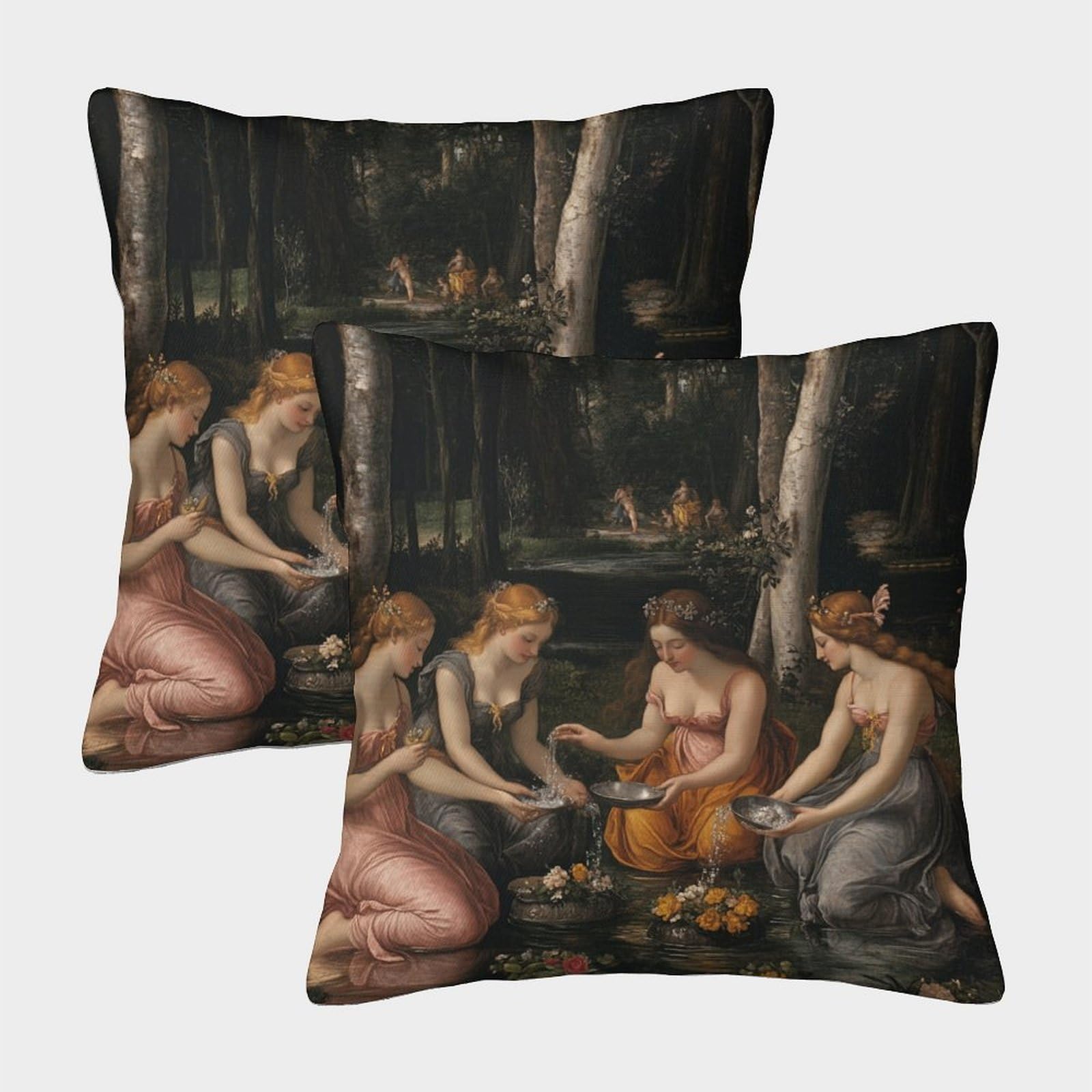 kaiyun 2 Pack Renaissance Style,Fairies in Greek Mythology Pillowcase 50x50cm, Cushion Cover,3D Digital Printing Bed Sofa Decorative