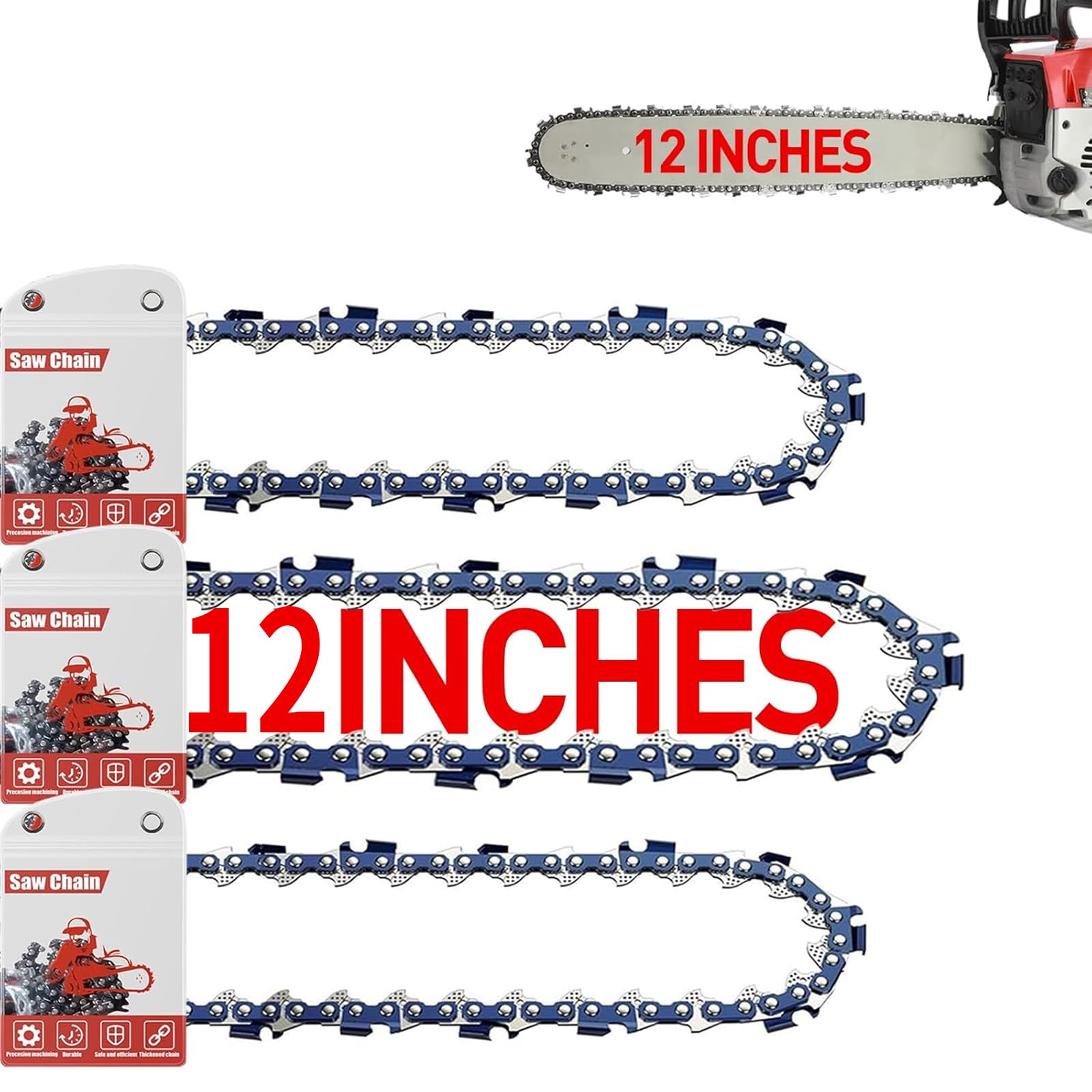 12 Pulgadas Cadena Motosierra,1/4"LP 1,1 mm 64 Eslabones 30 cm Cadenas Para Motosierras Paquete De 3,Cadena Motosierra De Repuesto De, Compatibile con Stihl MSA120, MSA120C, MSA140, MSA140C