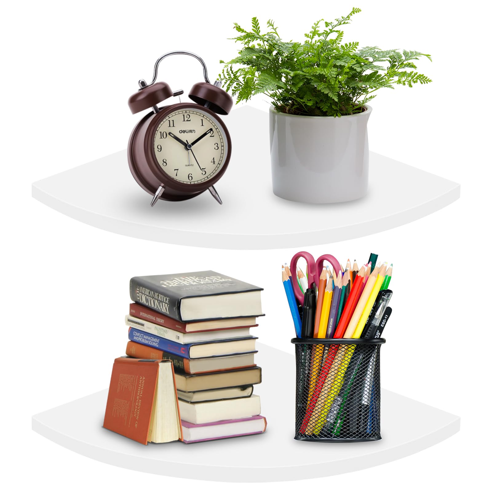 AKOLAFE 2er-Set Eckregal Weiß 25cm - Wasserdichte Schweberegale Für Wandmontage In 90° Ecken