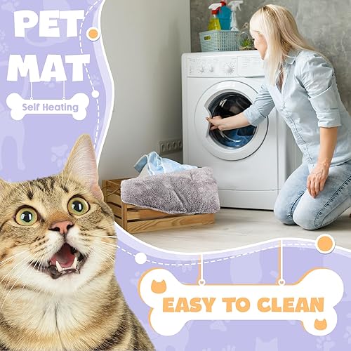 Miniatura 7 de Paquete de 4 almohadillas de cama autocalentables para gatos, extra térmicas, para gatos y perros, de 14 x 19.5 pulgadas, refleja el cuerpo,