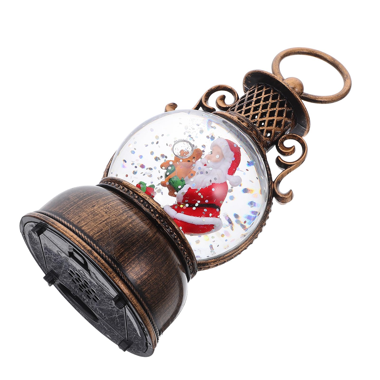 BESTonZON Bola de Nieve con Purpurina y Luz Musical en Forma de Muñeco de Nieve con Linterna para Decoraciones Navideñas Interiores y Celebraciones Familiares