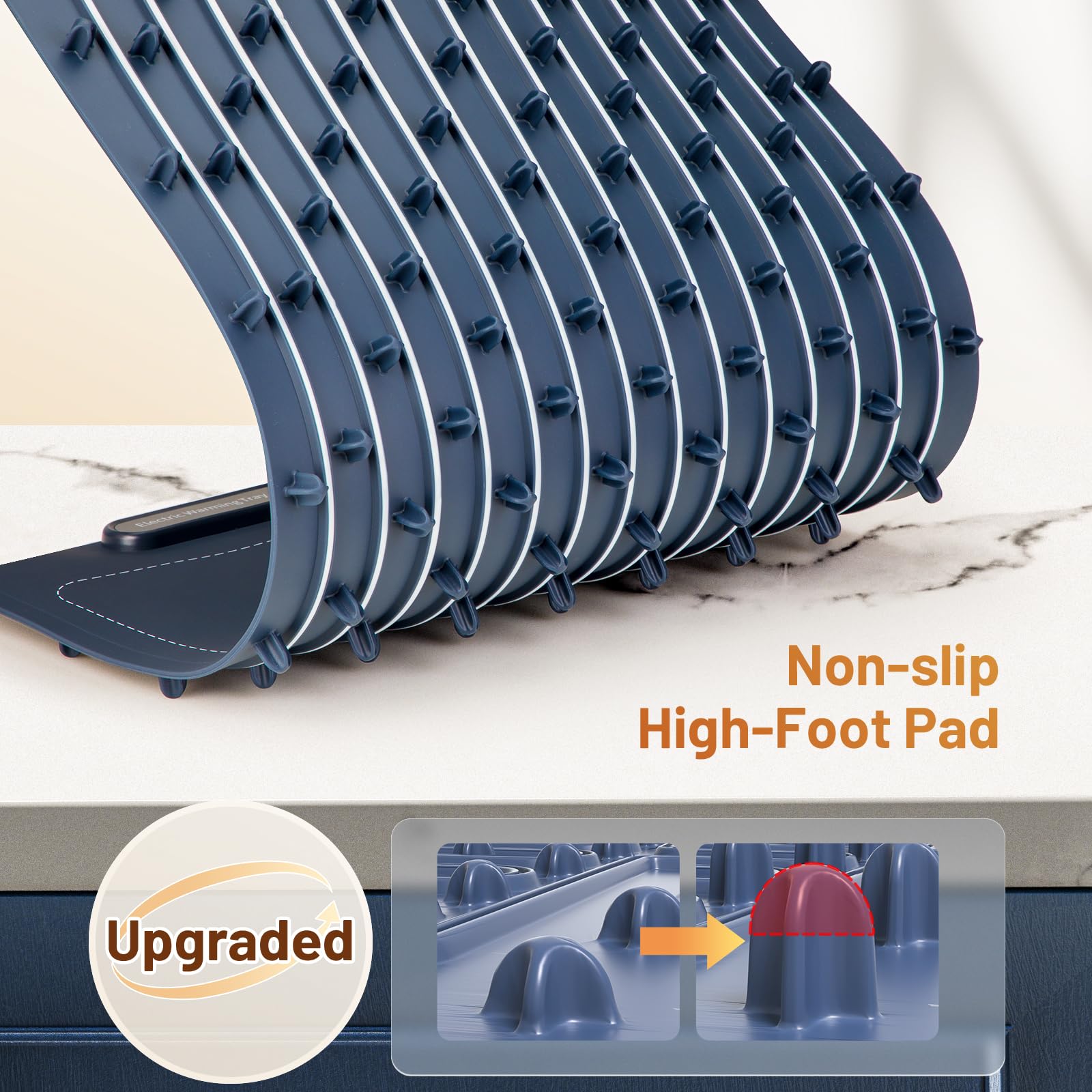 Vinato Warmhalteplatte für Lebensmittel, Tragbare und faltbare Warmhalteplatten, einstellbare Temperaturregelung, Silikon-Warmhalteplatte zum Aufwärmen, Auftauen und Warmhalten von Speisen