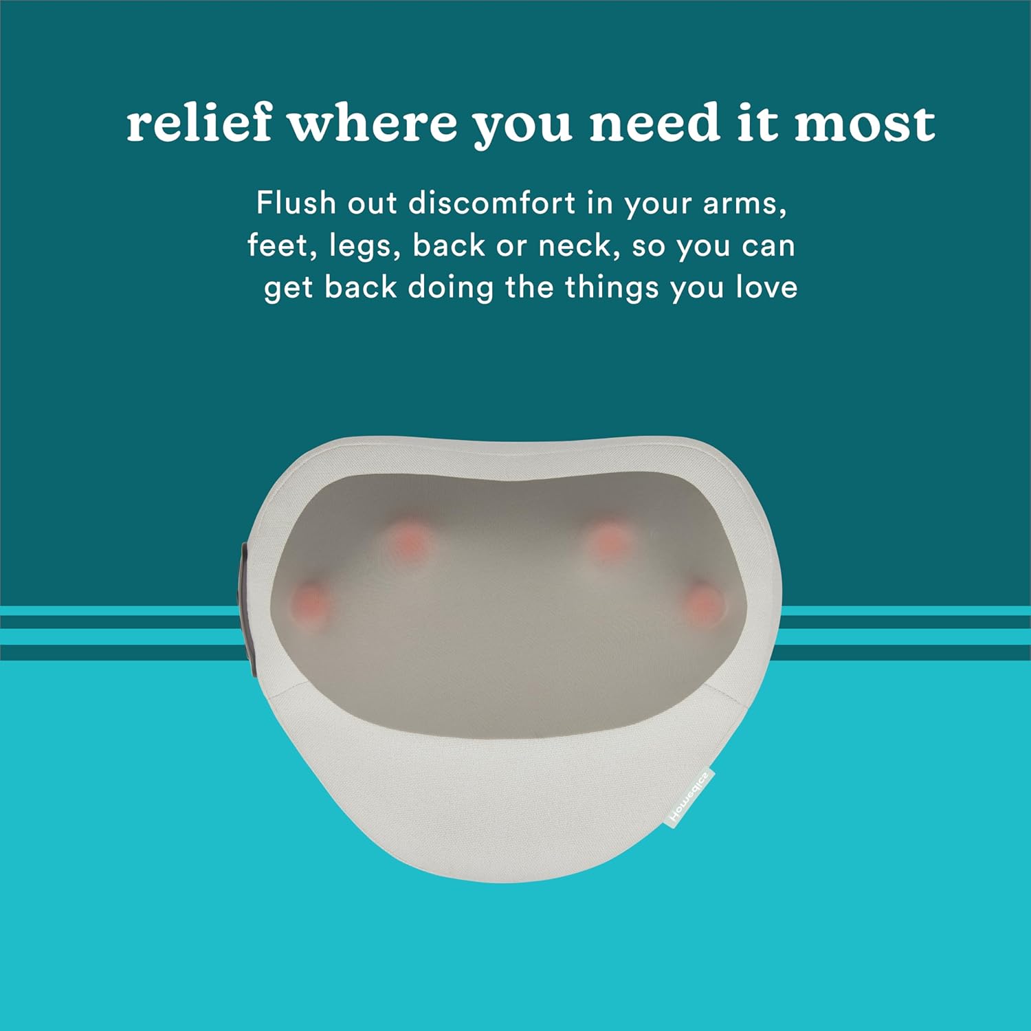 HoMedics Heated Shiatsu Massage Pillow for Neck, Back and Shoulder Pain. Portable, Cordless Deep Tissue Massager. Create Your Own Massage Chair, for Bed, Floor, or Couch - Image 4