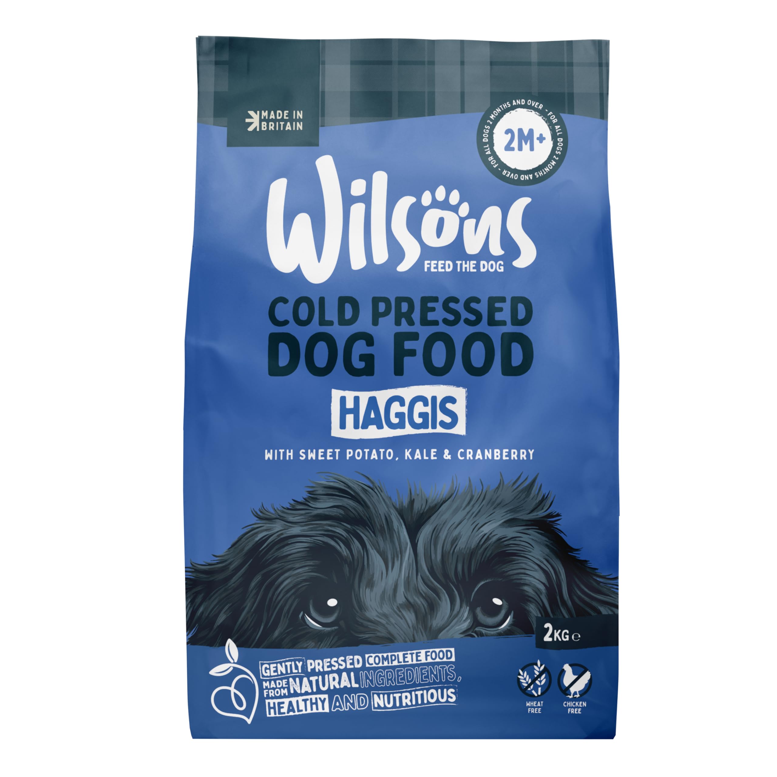 Wilsons - Cold Pressed Dog Food - Premium Complete Dry Meal with Natural, Hypoallergenic, Wheat Free Ingredients, Suitable for Adult Dogs and Puppies 2 Months + (Haggis) (2kg)