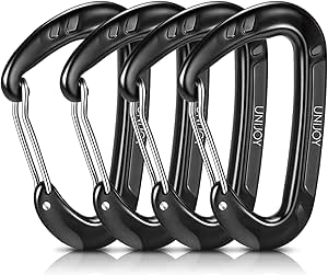 Unijoy Carabiner Clips Heavy Duty: 12KN 18KN Lightweight Wiregate Caribiniers - D-Ring Caribeaner for Camping Hiking