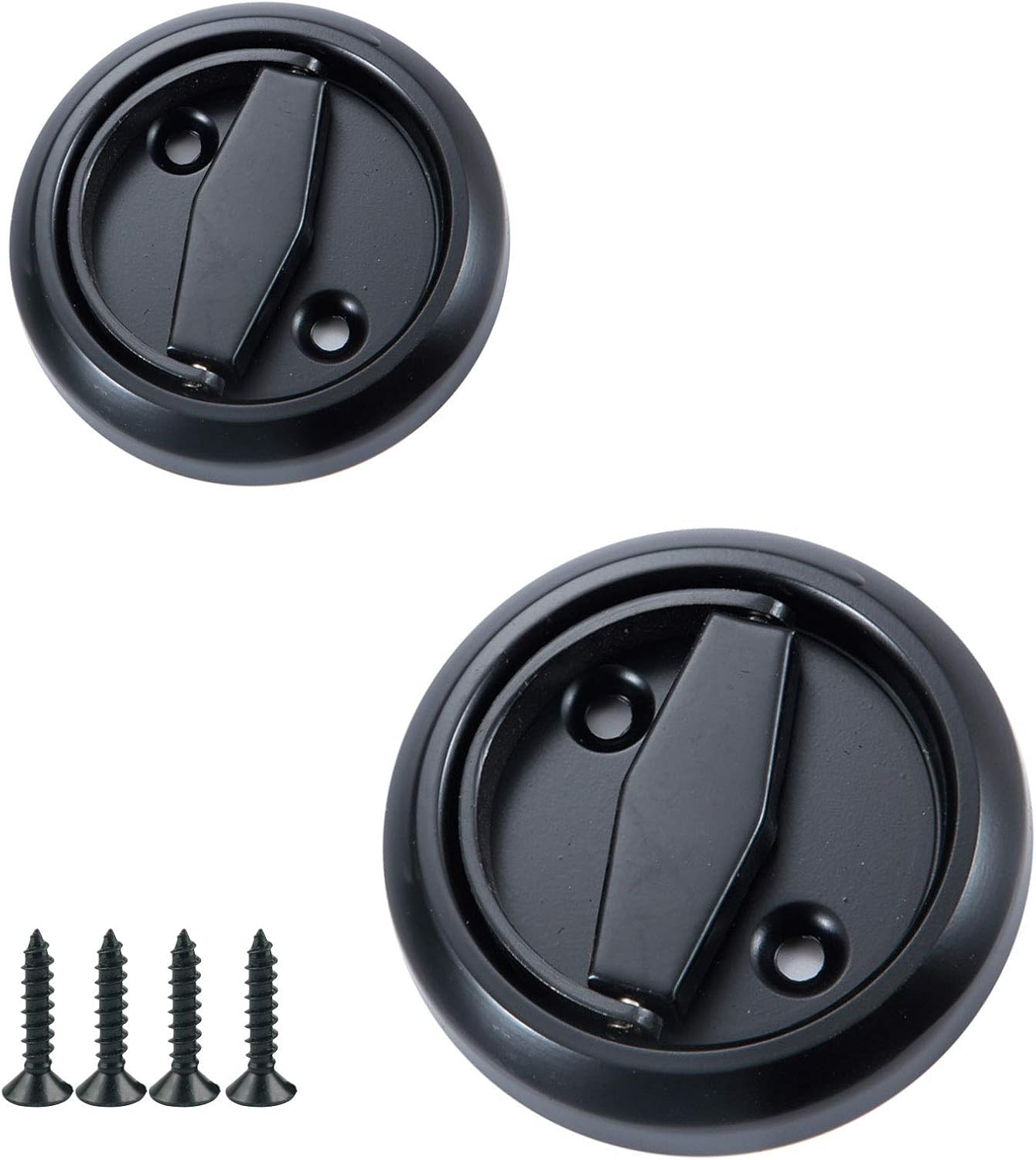 2PCS Round Recessed Door Handle Hidden Brushed Stainless Steel Handle with Screws for Cabinet, Door, Drawer (Black)