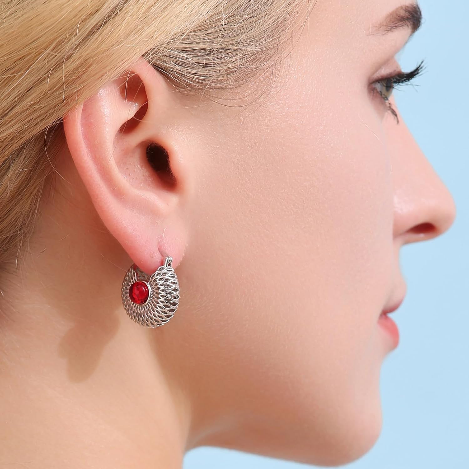 Miniatura 7 de CZYJEW Aretes de aro de oro, mini aretes de aro, chapados en oro de 18 quilates o chapados en rodio, aretes de aro de circonita cúbica, aretes de