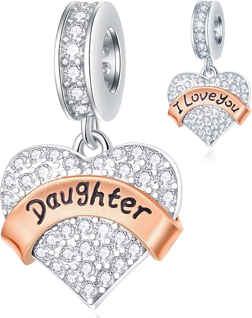 Family Charms, 925 Sterling Silver Mother Father Daughter Son Sister,Godmother Goddaughter Nana,Husband Wife,Aunt,Faith,Best Friends,I Love You Heart Pendant,fit for Birthday/European DIY Bracelet