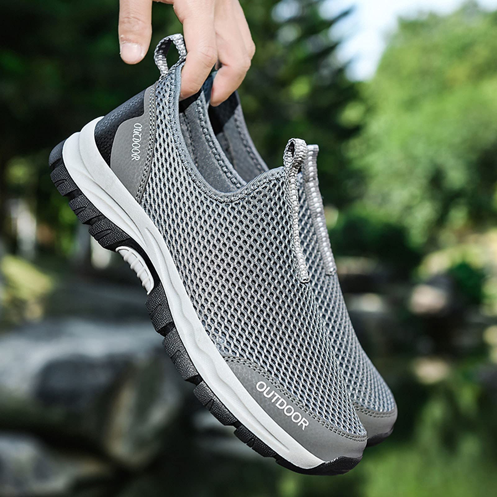 Slip in Schuhe Herren Extra Weit Walkingschuhe Mesh Turnschuhe Rutschfest