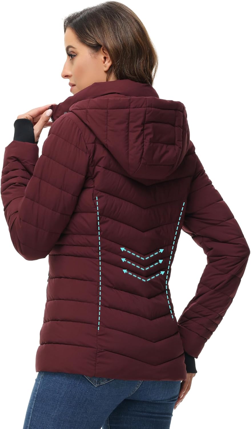 ROYAL MATRIX Women's Packable Puffer Jacket, Lightweight Puffer Jacket Winter Warm Quilted Puffer Jacket with Detachable Hood - Image 3