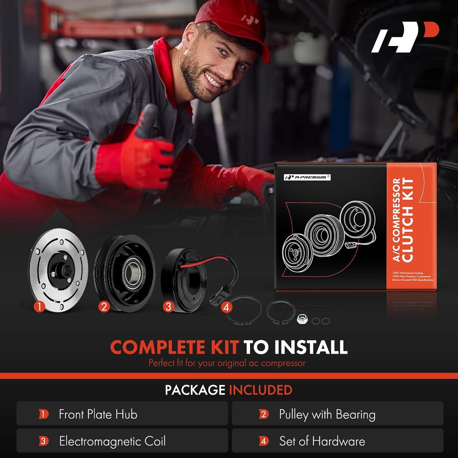 A-Premium Air Conditioner AC Compressor Clutch Kit Compatible with Dodge Ram 1500 2002-2003 3.7L 4.7L, Ram 2500 2002-2003 4.7L, Durango 2002-2003 4.7L, Dakota 2002-2003 4.7L