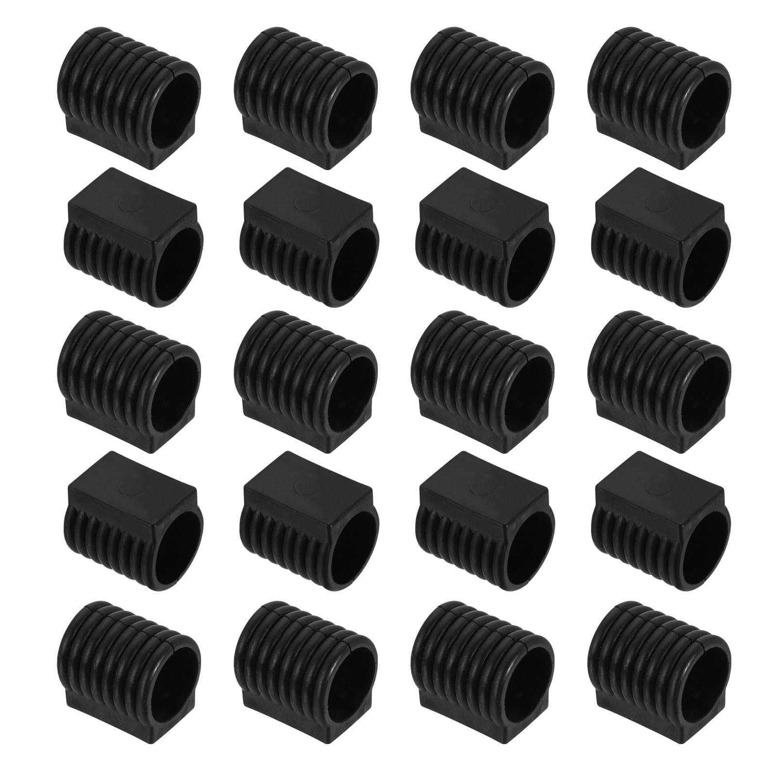 sourcing map 20Pcs Chair Leg Caps, 22mm-25mm Dia. U-Shaped Office Chair Floor Protectors, Plastic Glide Caps for Metal Chair Feet, Anti-Slip Furniture Pad for Hardwood Floors, Black