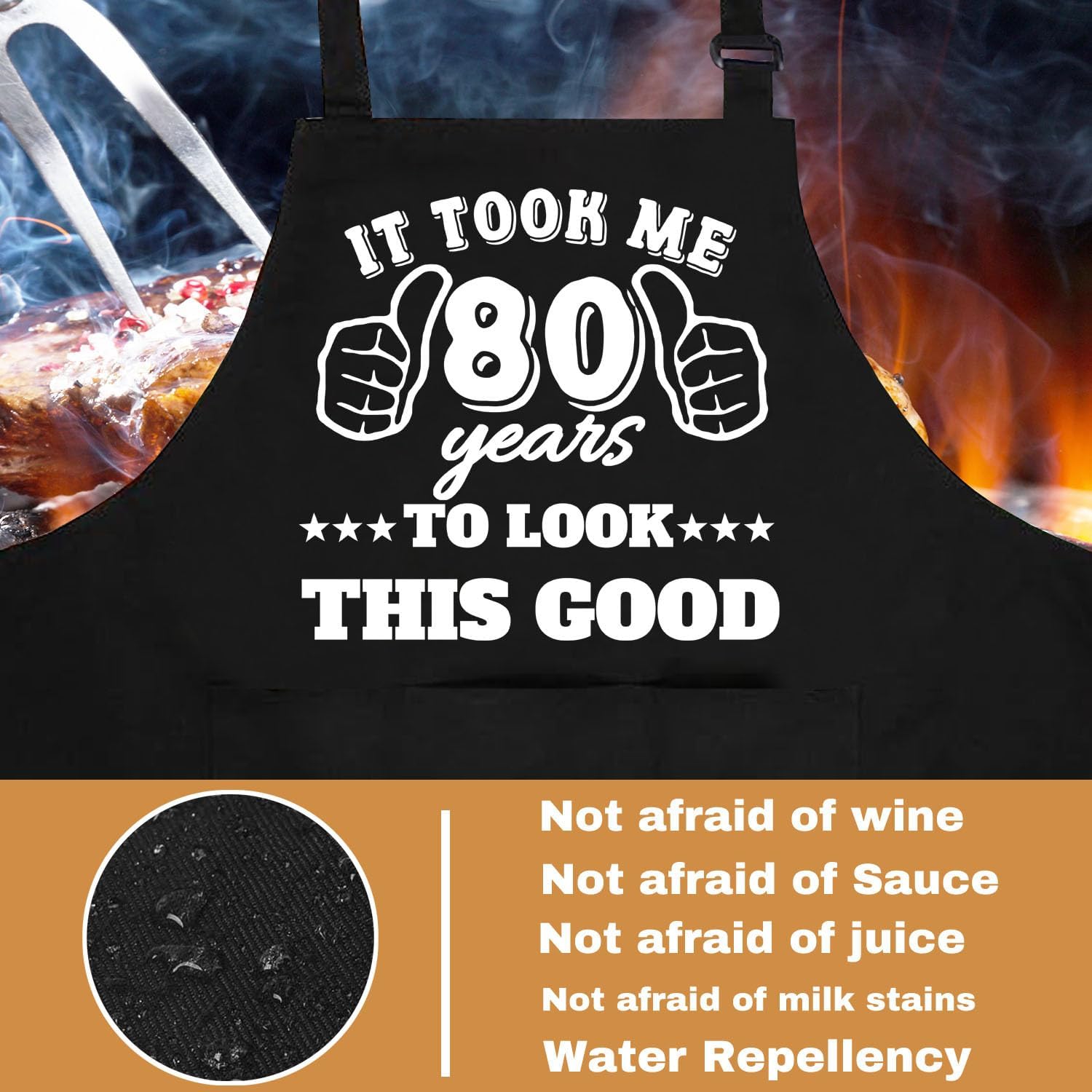 40th 50th 60th 65th 70th 75th Birthday Gift for Men, Cooking Grilling BBQ Chef Aprons With 3 Pockets, Kitchen Gift - Image 5