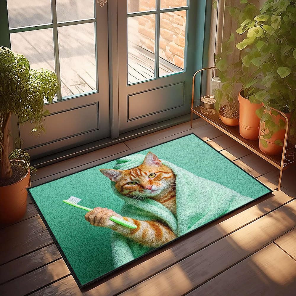 Tapis de porte entrée chat vintage et grand tapis de cuisine automne rétro 65 x 90 cm