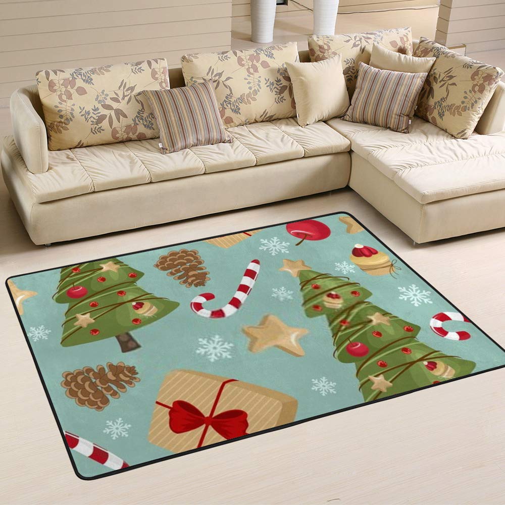 Tapis de Noël bleu Ruchen 72x48 inch pour protéger les sols des aiguilles du sapin