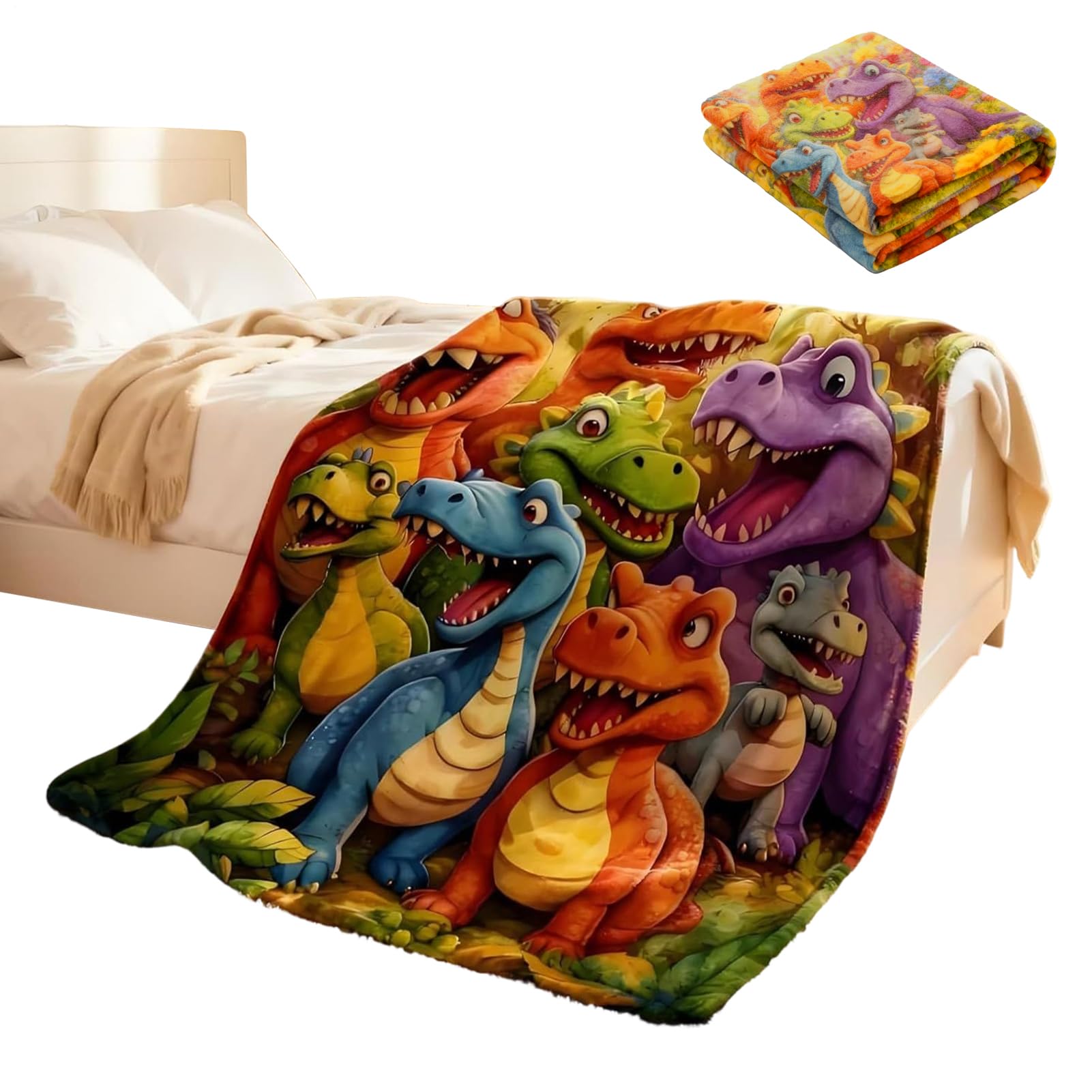 Coperta con dinosauro, ad asciugatura rapida, confortevole, coperta in pile con dinosauro, per camera da letto, casa, camera da letto, estate, inverno, Natale, compleanno, Halloween