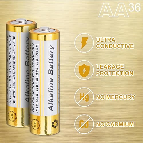 Miniatura 3 de CICMOD Pilas alcalinas AA, batería doble A con potencia de larga duración, batería alcalina AA para dispositivos domésticos y de oficina, 36 unidades