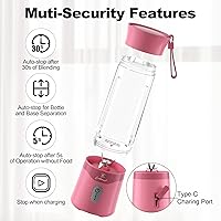 Vista 6 de COKUNST 18oz Portable Blender, USB Rechargeable Personal Size Blenders, Smoothie Blender with 6 Blades for Protein & Shakes, Mini juicer with Extra