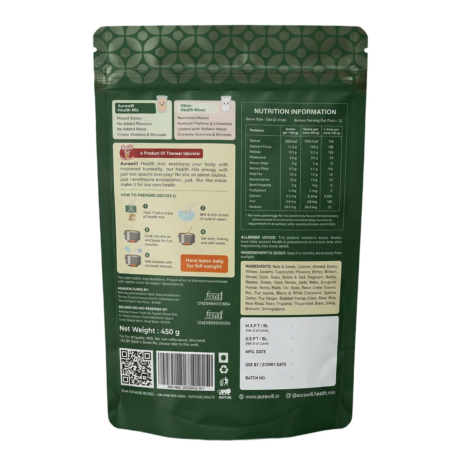 Aurawill Health Mix Powder 2.2Kg | 36 Natural Ingredients | Sathu Maavu Multigrain Drink | No Added Sugar | for Kids Adults Elders | Gut Immunity — Amazon image 3