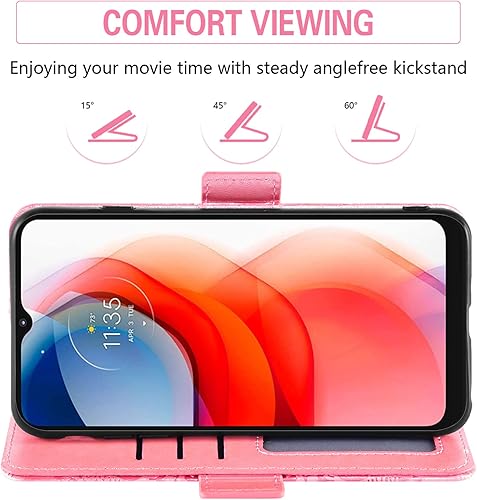 Miniatura 3 de Asuwish Funda de teléfono para Moto G Play 2021 con protector de pantalla de vidrio templado y cartera de cuero con diseño de flores, funda con tapa