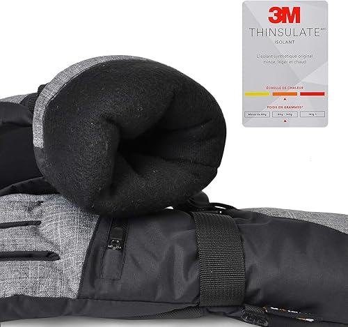 Miniatura 5 de Guantes de esquí impermeables para hombres y mujeres, guantes de snowboard 3M Thinsulate con media máscara de esquí para esquí, snowboard, palas y