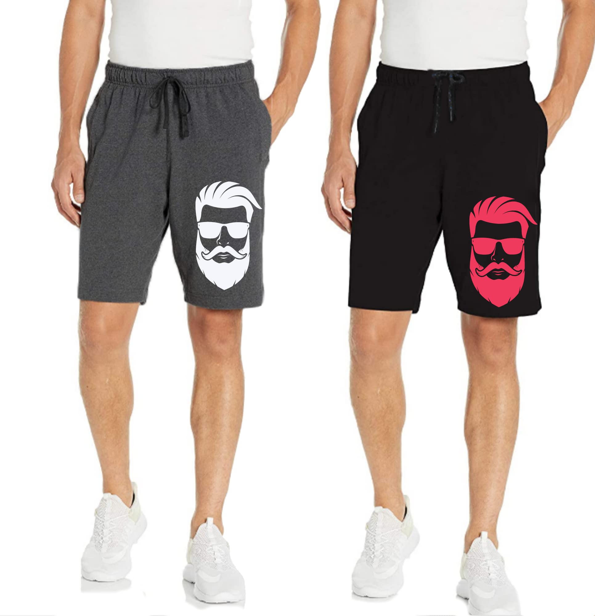 kart black Men's Regular Fit Shorts with Pocket|Casual Knit Shorts|Printed Shorts|Over Sized Shorts|(S,M,L,XL,XXL,3XL,4XL,5XL) Combo Pack of 2-picture-48