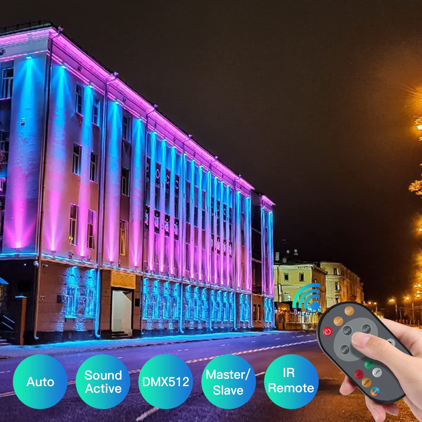 4PCS 54W LED Par Scheinwerfer, 9 LED RGBW LED Par Strahler DMX Bühnenbeleuchtung mit Fernbedienung, Sound/Master-Slave Bühnenlicht für Party, Bar, Tänze, Geburtstagsfeiern und Weihnachten