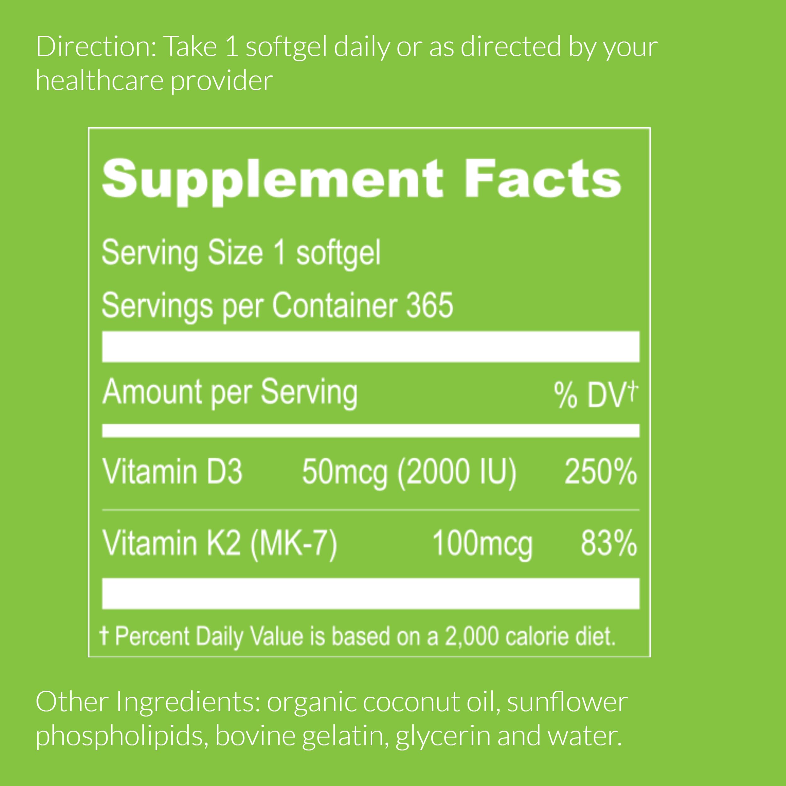 UpNourish Liposomal Vitamin D3 K2 2000 IU with K2 MK-7 100 mcg - 365 Vitamin D3 k2 (Vitamina D3 con K2) Mini Softgels with Organic Coconut Oil - Easy to Swallow K2 D3 Vitamin Supplement — Amazon image 2