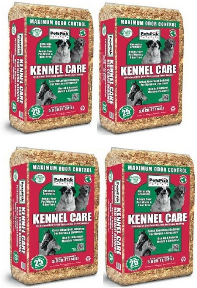 Pet's Pick Cedar Bedding, 5.0 cu ft for Dog Beds, Houses and Runs with MAXIMUM ODOR CONTROL + 100% GUARANTEE, (Pack of 4)