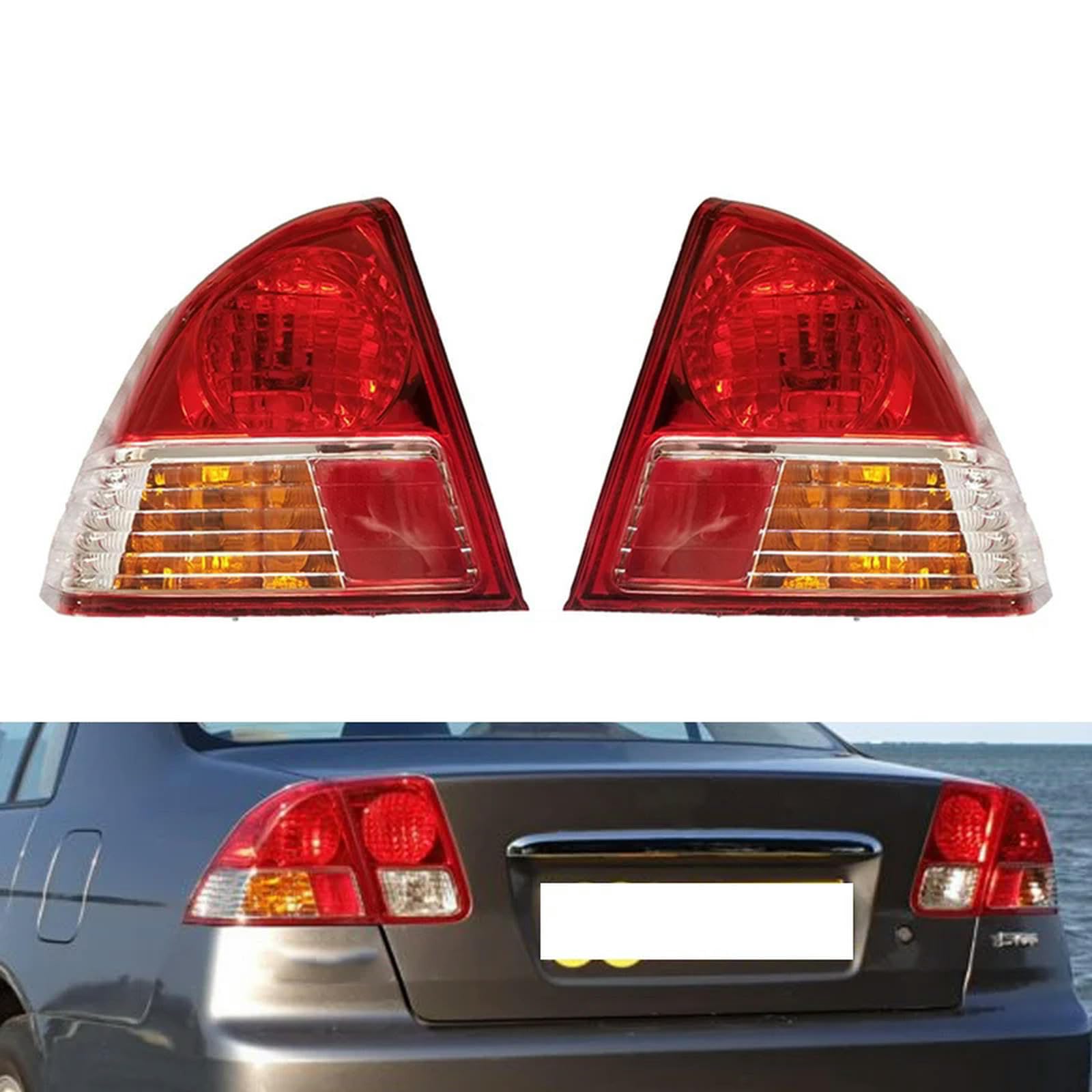 HZTKXADV Outer Rear Light Cover Rear Tail Light Lamp Without Bulb for Honda Civic ES1 ES5 ES7 ES8 2003-2005