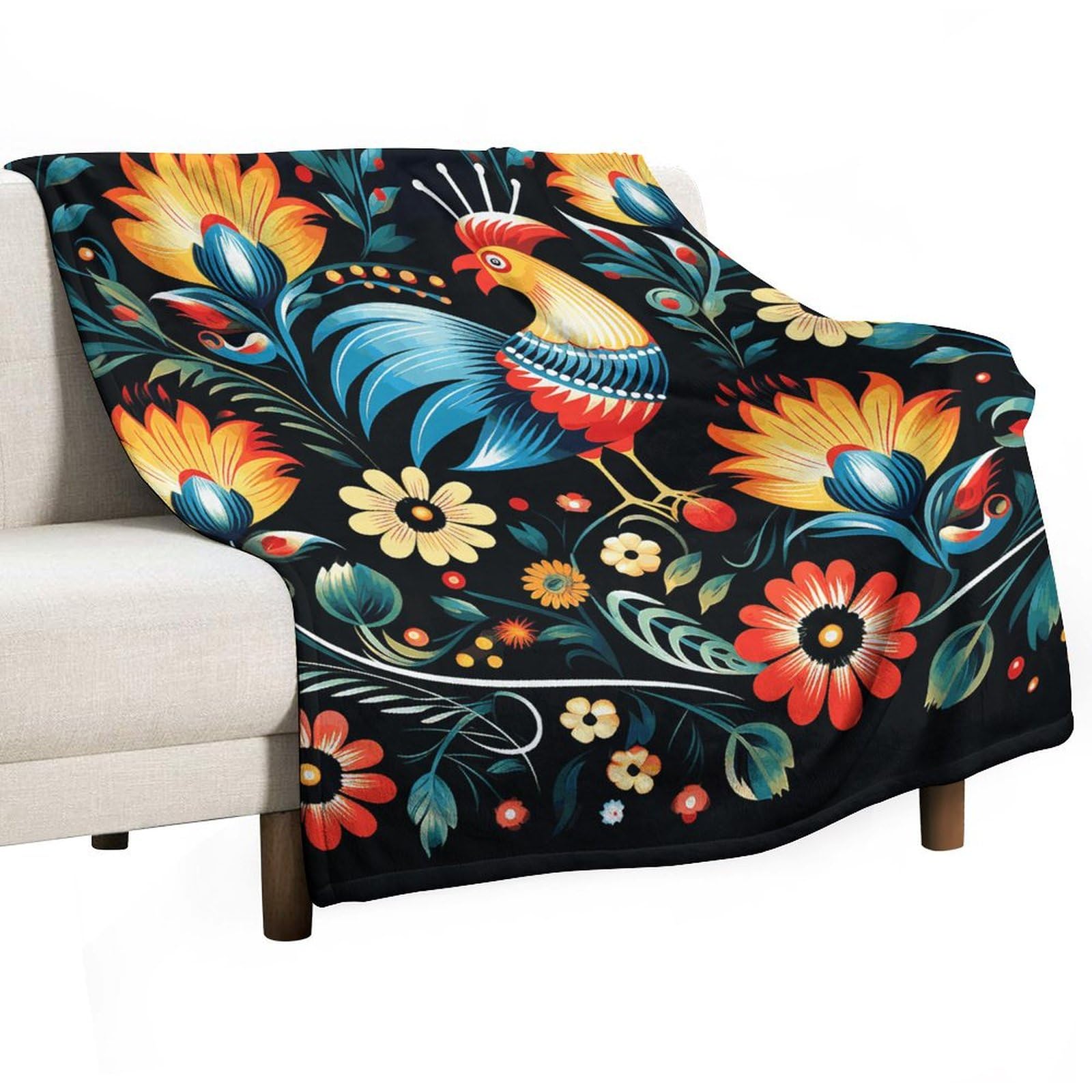 Couverture en flanelle art polonais 177x203 cm pour lit