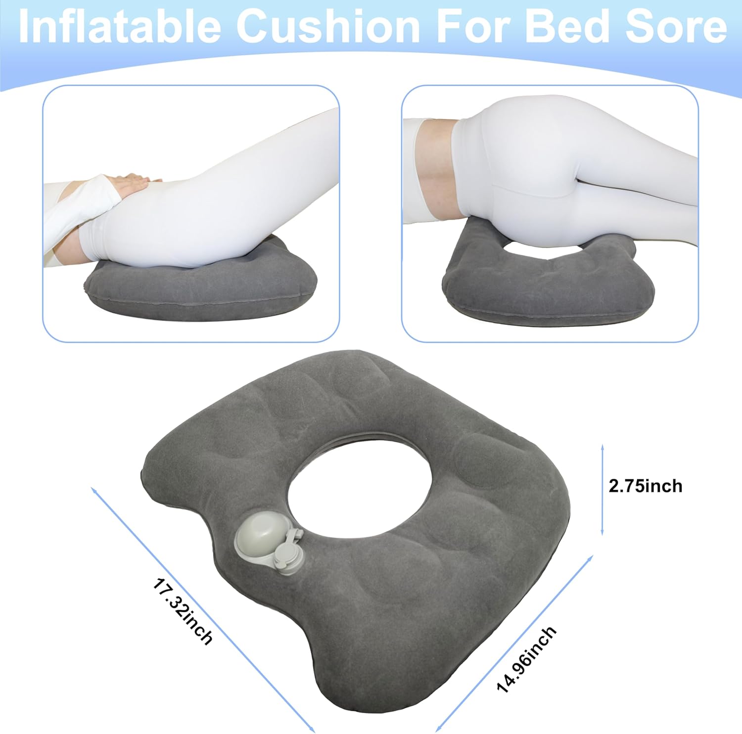 Inflatable Donut Cushion for Bed Sores, Bed Sore Cushions for Butt, Inflatable Seat Cushion for Air Travel, Travel Seat Cushion for Airplane, Tailbone Pillow for Sleeping