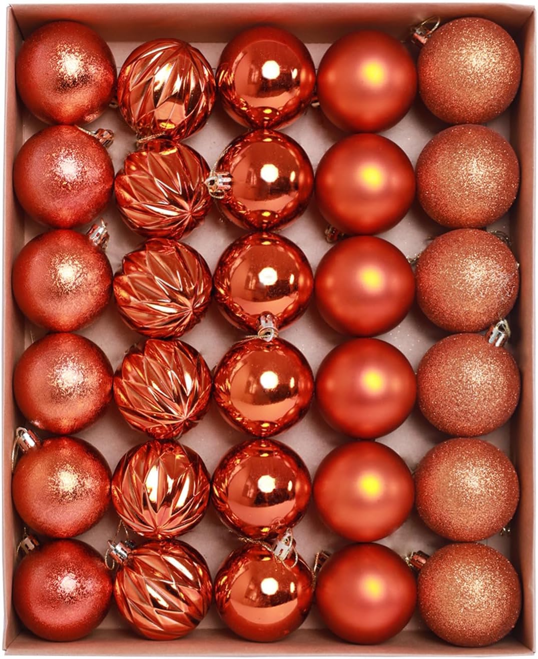 HipTree 30ct Christmas Fall Ornaments Tree Decorations Set-2.36 Inch Copper Shatterproof Decorative Hanging Ball Ornament Bulk, Xmas Tree Tabletop Decorations for Halloween Autumn Thanksgiving Decor