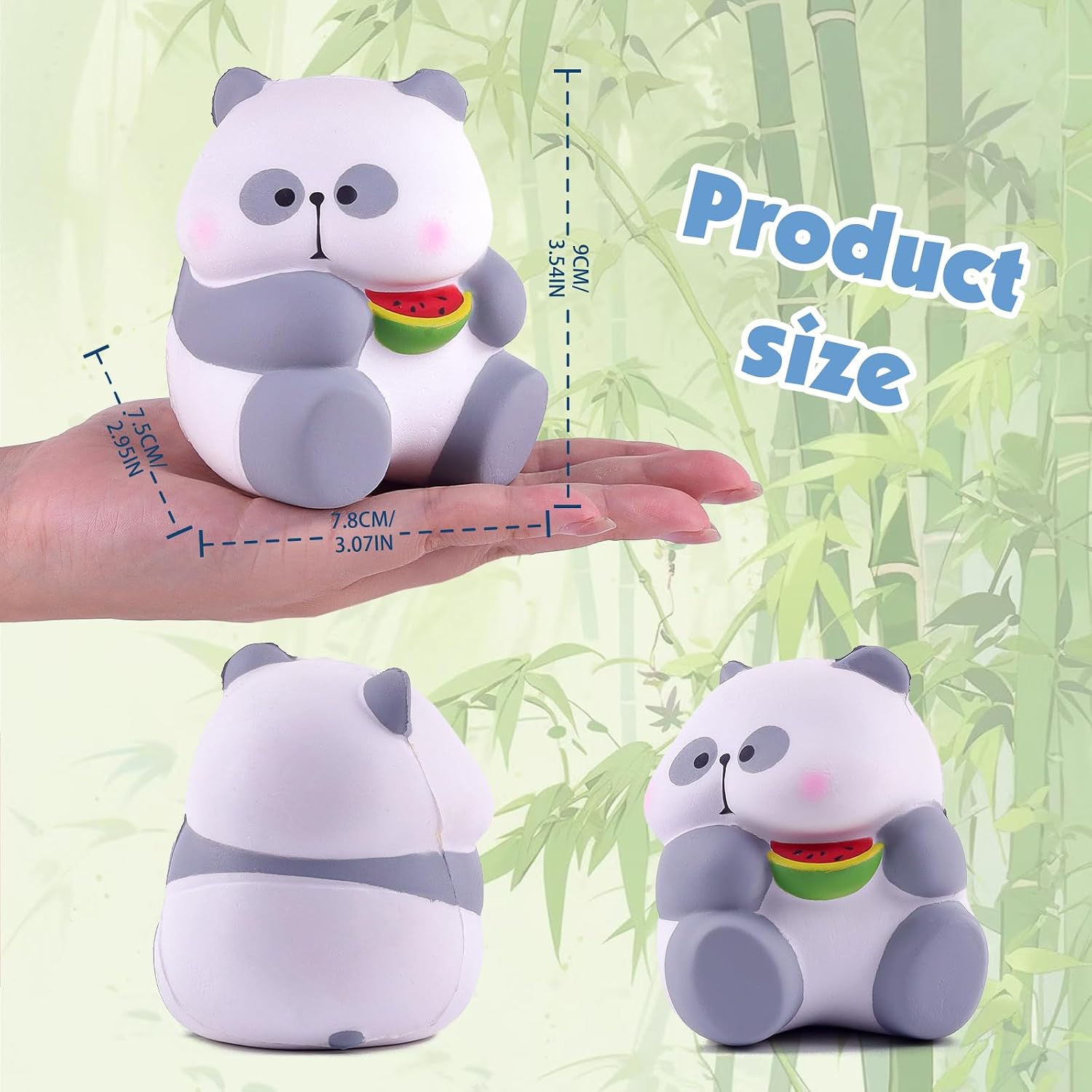 Anboor Panda Squishies Slow Rising Toys for Kids - Soft Cute Watermelon-Eating Panda Foam Squishies Jumbo Animal Fidget Sensory Toys for Party Favors