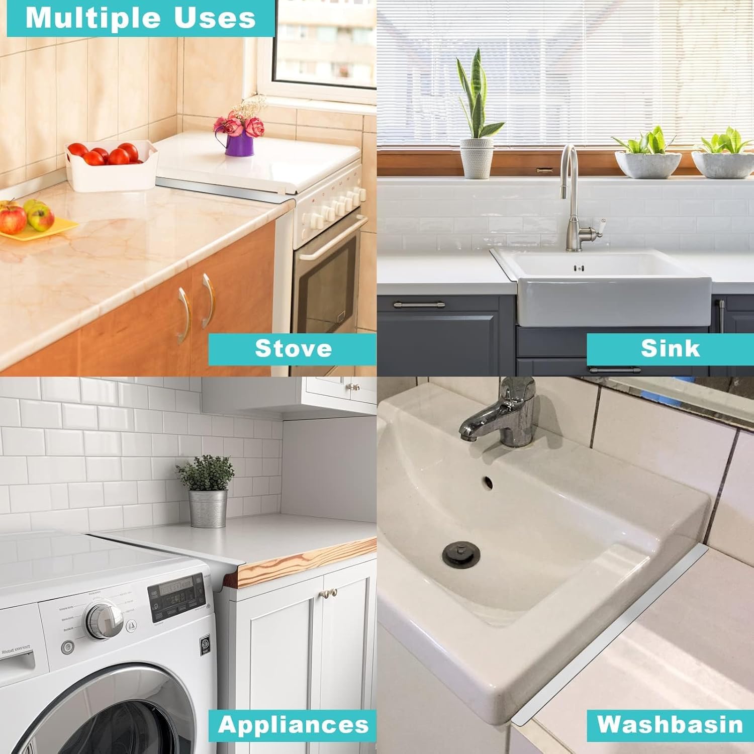 Stove Gap Covers - Stainless Steel, Kitchen Stove Counter Gap Cover Oven Gap Cover, Heat Resistant & Easy to Clean Stove Gap Filler, Upgraded Wider Top Suitable for Wider Stove & Counter Gaps (23.5")