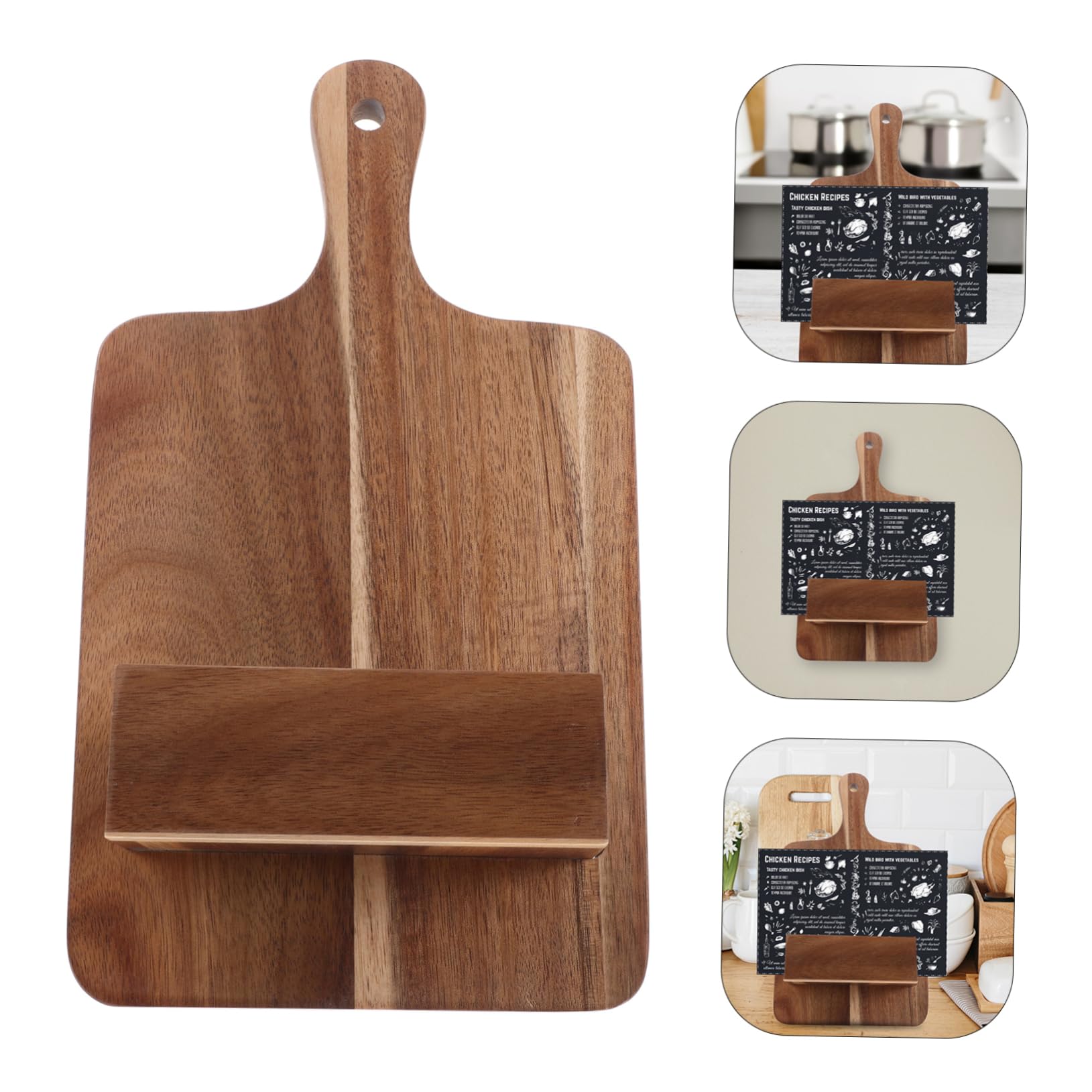 Alipis Scaffale per Libri di Cucina in Legno, Porta Ricette da Parete, Supporto Salvaspazio per Menù e Libri, per Cucina e Ristorante