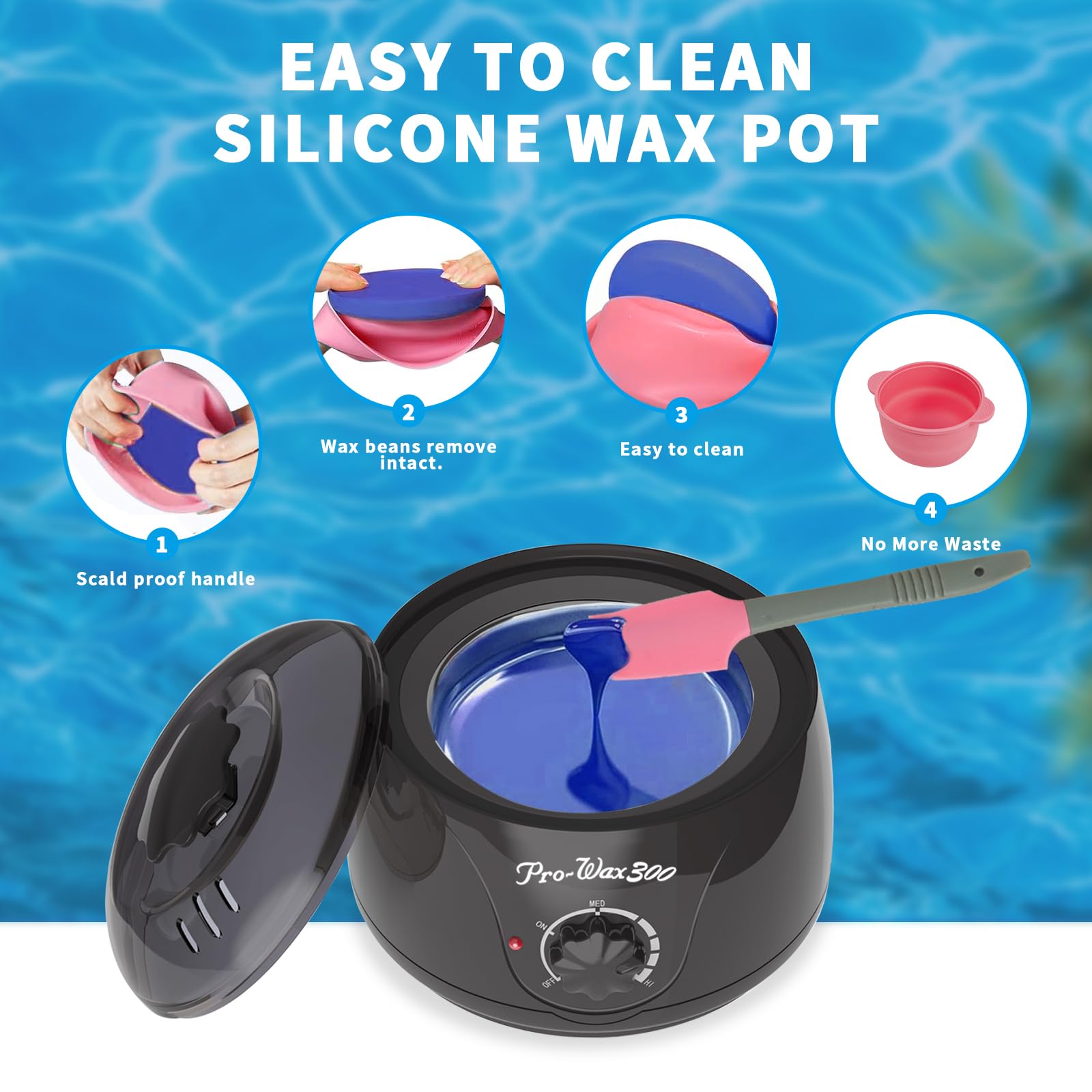 Qintora Waxing Kit For Women And Men,Wax Kit For Hair Removal,Wax Pot Heater, Wax Warmer With 5 Packs Of Hard Beads,Painless At Home Wax Machine With Silicone Bowl For Full Body Waxing